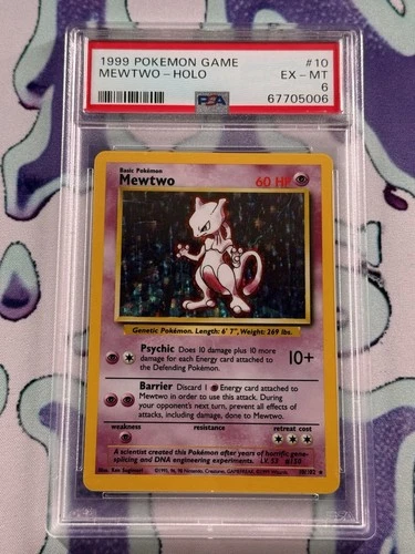 1999 POKEMON BASE SET UNLIMITED #10 MEWTWO-HOLO PSA 6