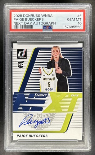 2025 Panini Donruss WNBA Paige Bueckers Next Day Auto Rookie RC #5 Wings PSA 10