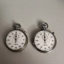 (2) Minerva  Swiss Mechanical Pocket Stopwatch Vintage 1960's