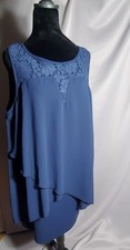 Shein Womens Dress 3XL Blue Navy Pullover Office Work Fit Flare Sleeveless Prom