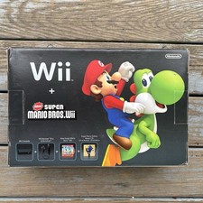 Nintendo Wii Black Console Bundle w/ New Super Mario Bros. Wii NEW Never Used