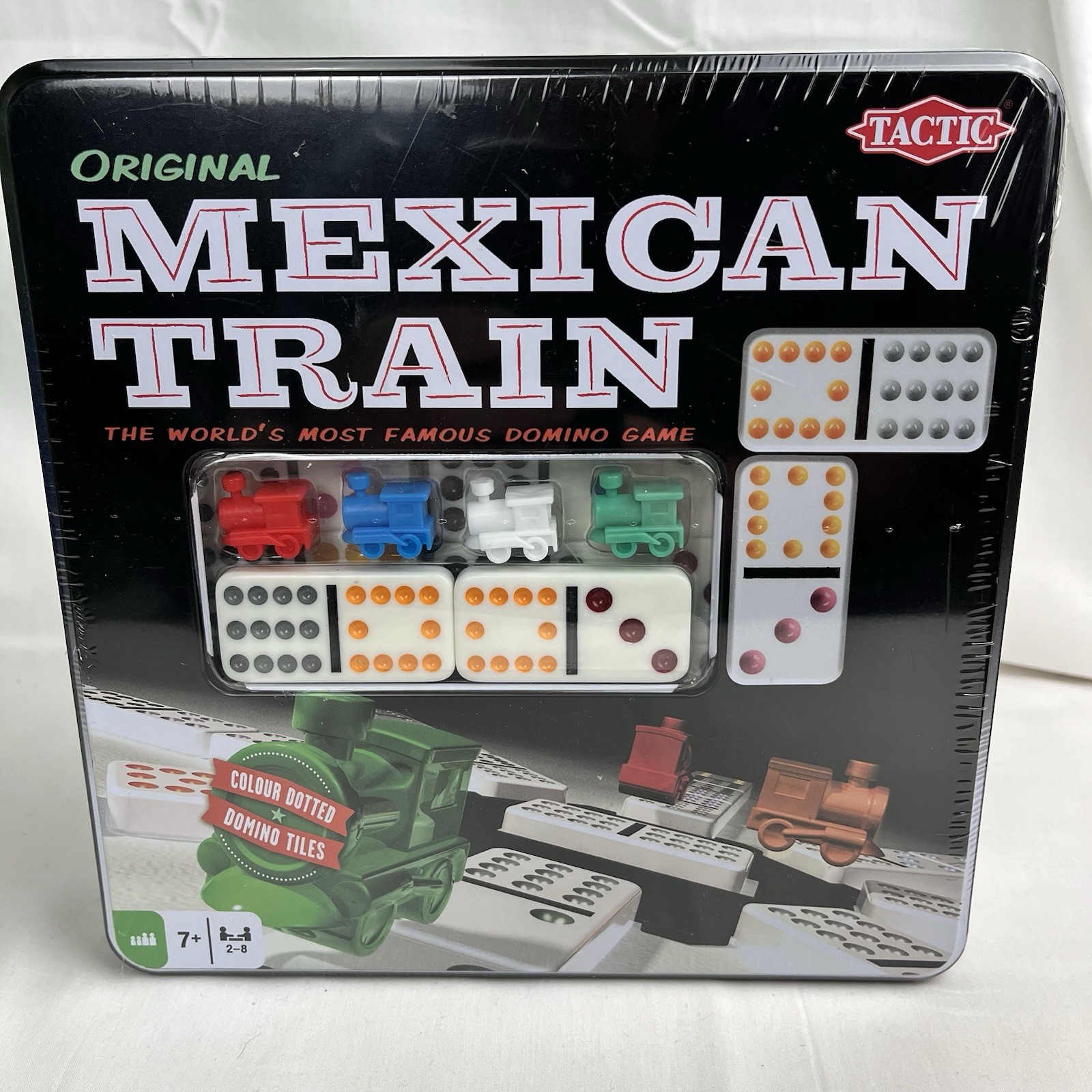 Original Mexican Train Dominoes In A Tin Tactic New Sealed Worlds Famous Domino