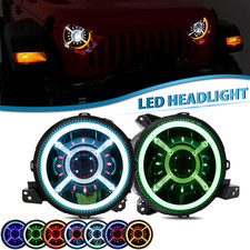 9 Led Headlights Rgb Drl Projector For Jeep Wrangler Gladiator Jt 2018-2025