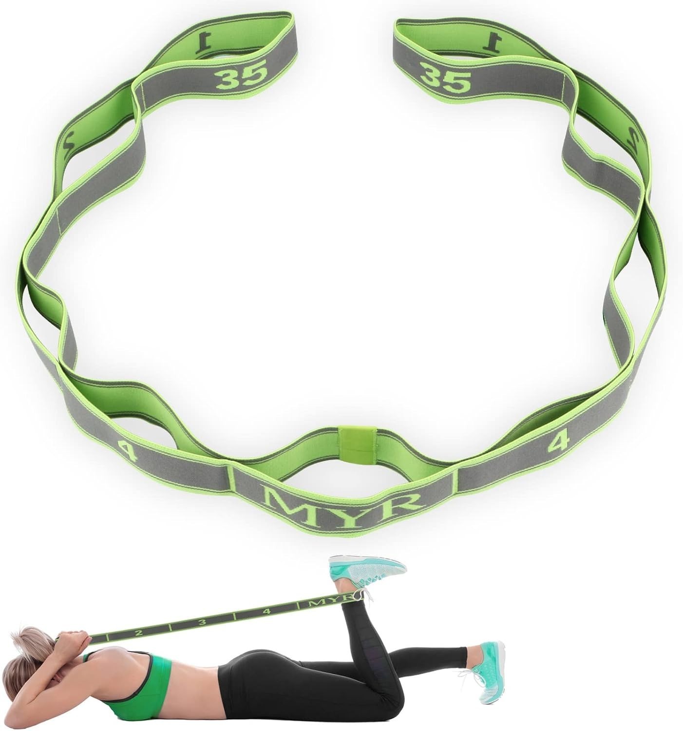 Yoga Stretching Band,Fitnessbänder Band Yoga Stretch Gurt mit 9 Schlaufen, Ho...