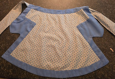 Vintage Handmade Blue Floral Half Apron 1950s 1960s Patchwork 2 Pockets Cottage