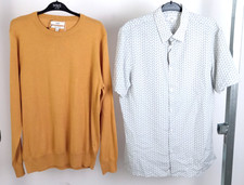 M S Men's Yellow Jumper/White Printed Shirt 2xPcs Size L NWOT F2