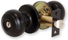 XFORT Bello Entrance Knob Set Matt Black, Door Knob with Lock for Internal Wood