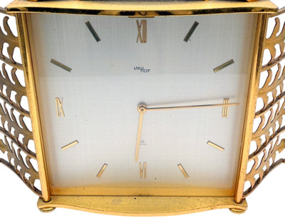 Antique IMHOF Hand-Wound Table Clock Size H 7 x W 6.4 in Made in Switzerland