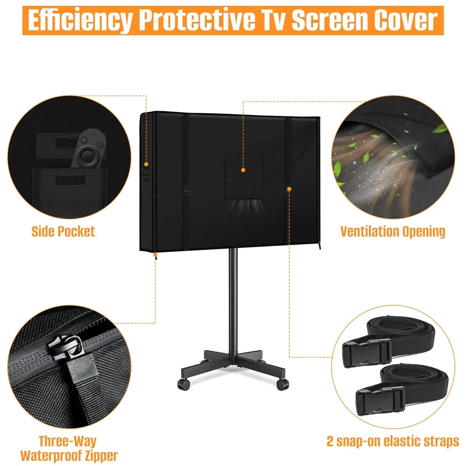 Mobile Outdoor TV Stand Cover, 45-60 Inch Heavy Duty 600D Oxford Fabric Water... - Image 4 of 4