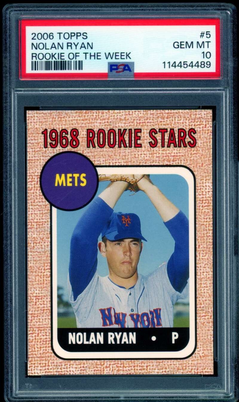 Nolan Ryan Card 2006 Topps Rookie Of The Week #5 PSA 10