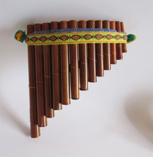 Traditional Peruvian Pan Pipe W/13 Tubes Nice Sound Beginners 6 1/4"W 635