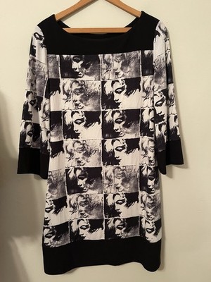 JOSEPH RIBKOFF Marilyn Monroe Art-Deco Shift 3/4 Sleeve Dress Sz 10 Lined
