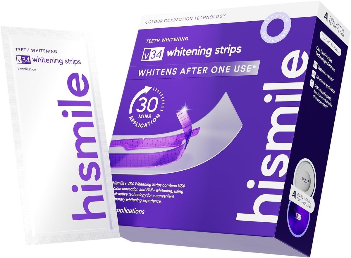 Compact V34 Whitening Strips - Brighten Teeth in 30 Minutes, 14