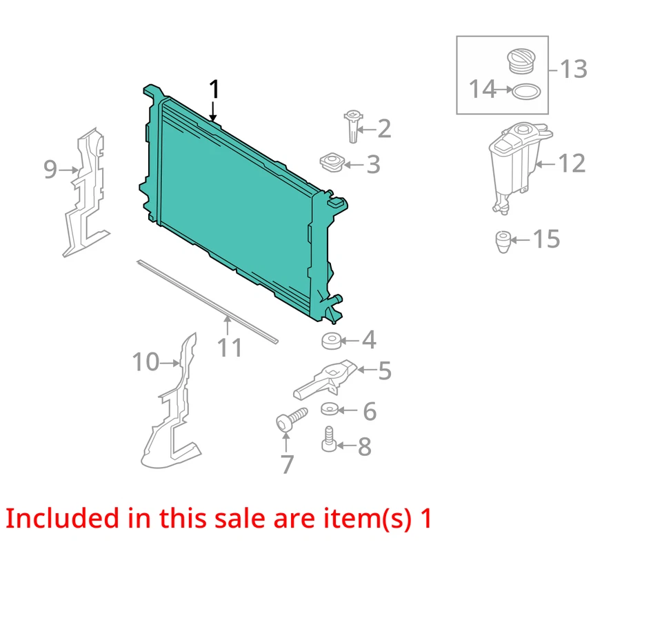 Radiador refrigerante motor delantero Audi SQ5 Q5 2013 2014 2015 2016 2017 OEM Foto 3 de 4