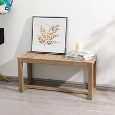 Farmhouse Solid Wood Bench, 31" Line Pattern Splicing Entryway Bench, Narrow ...