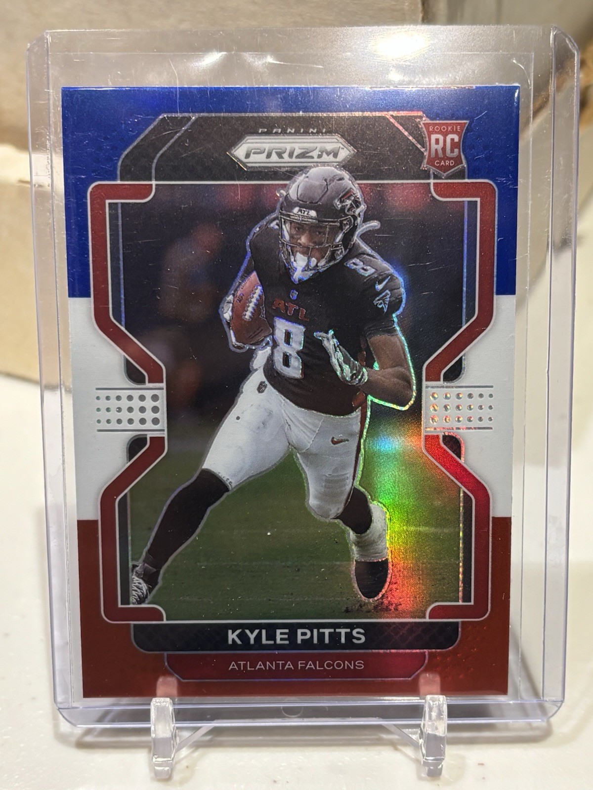 2021 Panini Prizm #341 Kyle Pitts Rookie Red White & Blue Prizm