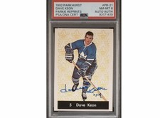 1992 Parkhurst Reprints Dave Keon Autograph PSA 8
