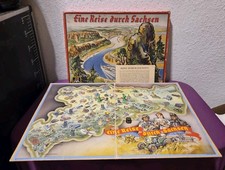 DDR -EINE REISE DURCH SACHSEN- BRETTSPIEL- VEB KARTONAGEN KARL-MARX-STADT 1955