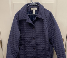 Willow Lane Blue Quilted Insulated Lined Jacket Coat Womens L Outdoor Winter