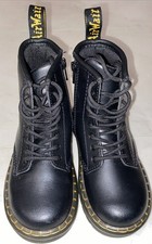 Dr. Martens Leather Combat Air Wair Boots Zip Up Side Sz 10 Little girls