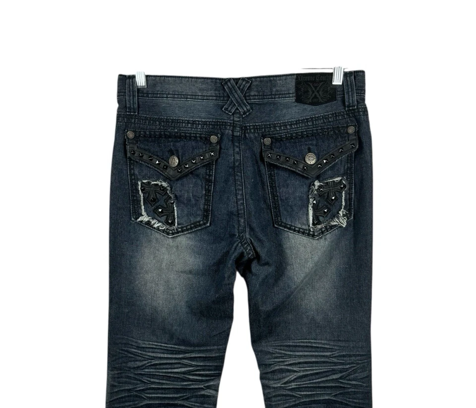XTREME COUTURE Jeans Mens 34x25.5 Cross Grunge Punk Dark Wash Straight - Image 2 of 4