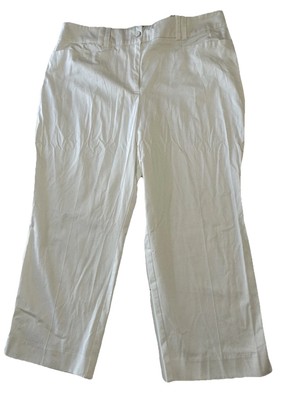 NY&C Jeans Womens 18 White Capri Pockets chino NWT flat front wide waistband