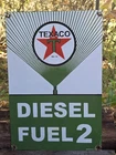 VINTAGE 1955 Texaco Diesel fuel 2 Porcelain Advertising Sign (Green) 18" X 12"!