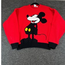 Vintage 90s Disney Red Knit Mickey Mouse Sweater Mens XL Mickey Co J.G. Hook