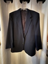 Perry Ellis Portfolio Black 100 Wool Sport Coat Blazer Jacket Mens Size 44
