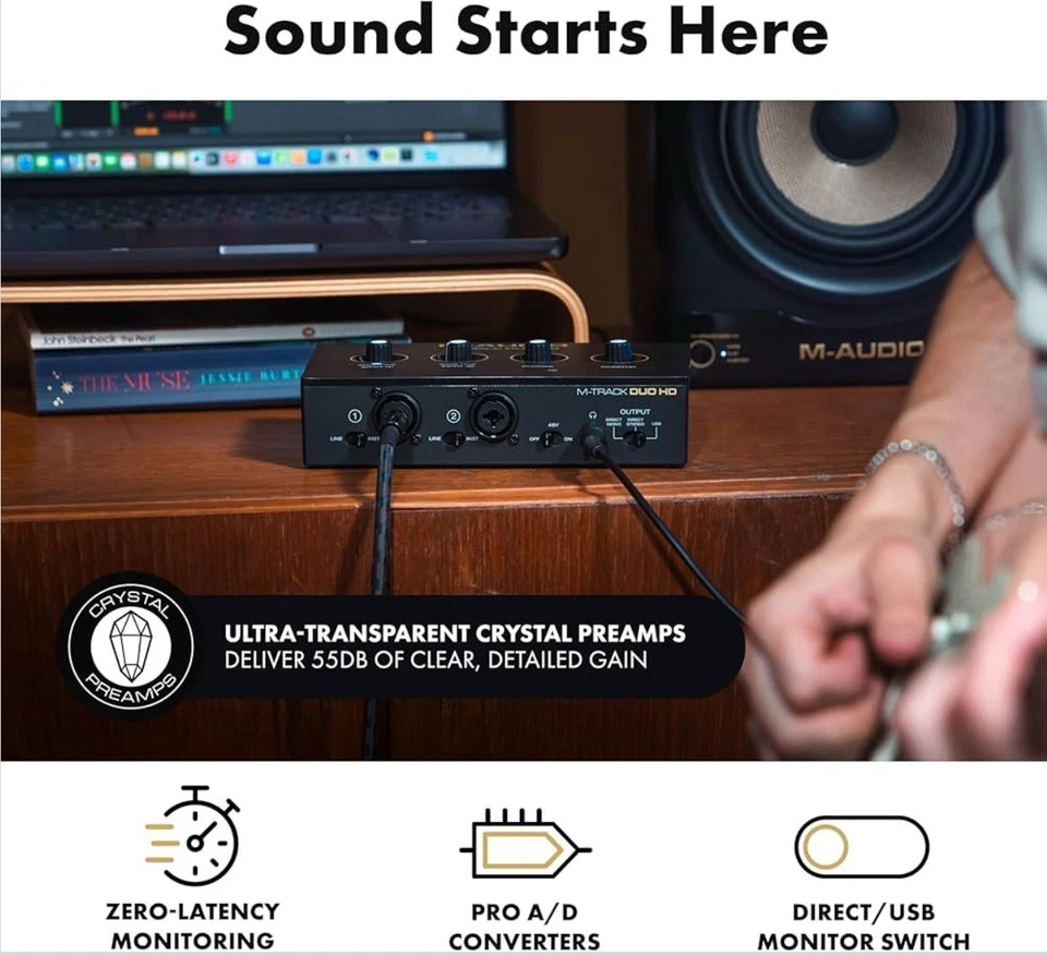 M-AUDIO M-Track Duo HD Audio Interface 24bit 192kHz for Recording, Streaming - Image 3 of 4
