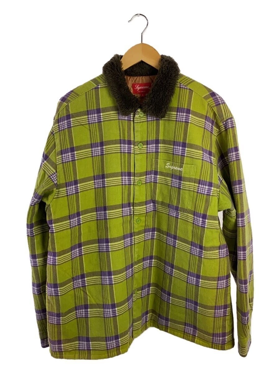 Giacca camicia flanella colletto finto Supreme 21AW L cotone GRN check