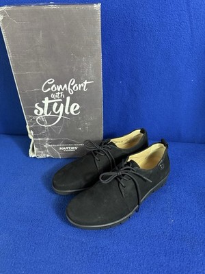 Hartjes Damen Schnürschuhe Gr. 37 Schwarz Nubuk Leder Bequem Weite H Komfort OVP