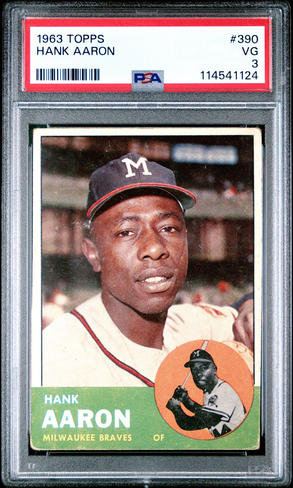 1963 TOPPS #390 HANK AARON PSA 3