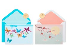 Papyrus Blank Cards w/ Envelopes Cherry Blossoms, 2-Count