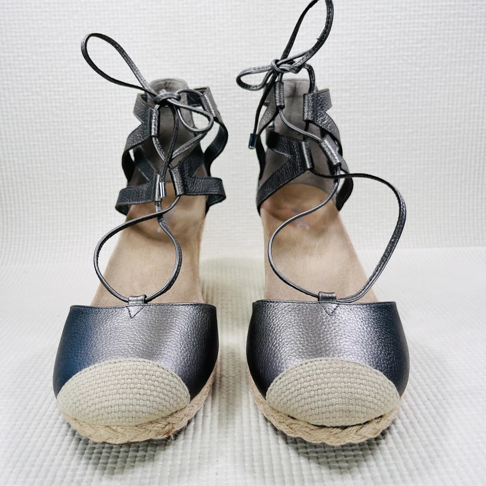 Sandalias de cuña Vionic Calypso alpargata para mujer 10 peltre metálico zapato ortopédico Foto 3 de 4