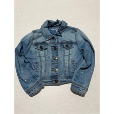 Cat  Jack Girls  Denim Jacket  Be Happy  Paint Splatter XS 4/5 