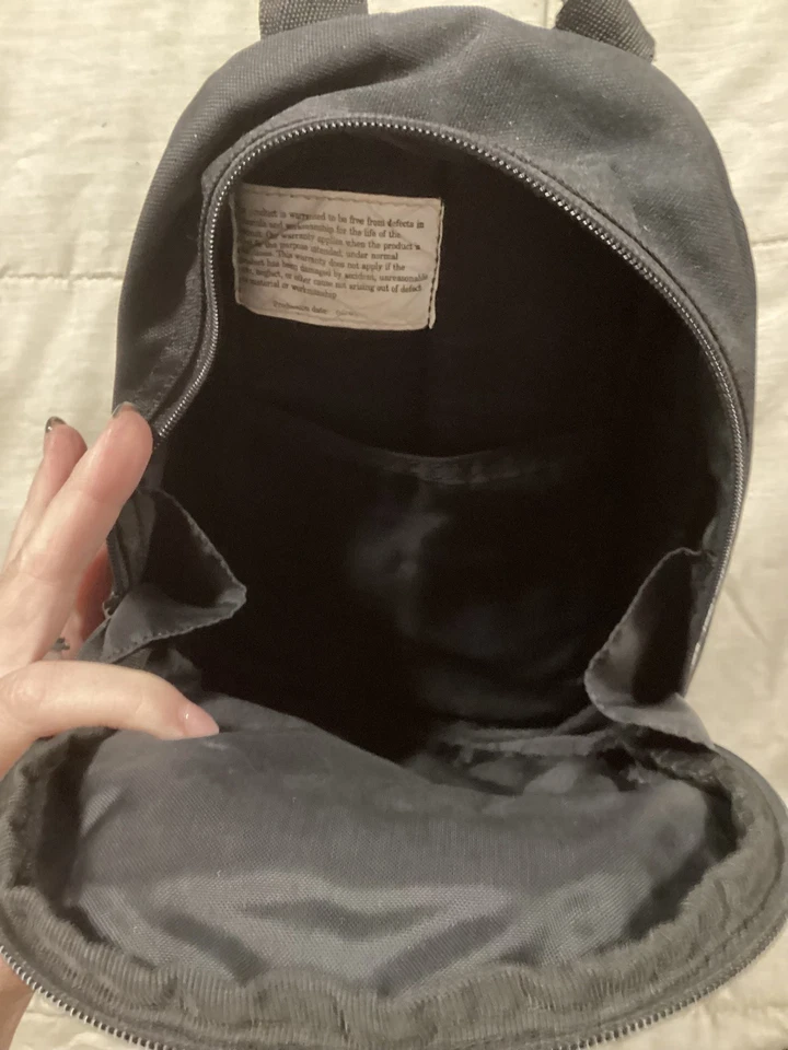 Mini mochila de lona negra compacta de nailon Eddie Bouer 2003 vintage Foto 4 de 4