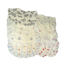 Cotton Drool Bibs Snap Closure Ruffled Edge Floral Nautical Bears set of 8