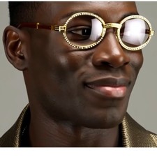 Clear Eye Glasses Hip Hop Gold Sophicticated Retro Street Wear Bling Iced Shades