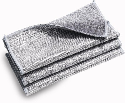 3 Pcs New Upgrade Non Scratch Wire Dishcloth, 2-Layer Super Absorbent Bamboo Cha