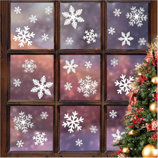 144Pcs Christmas Window Clings Snowflakes Window Decals Static Stickers for C...