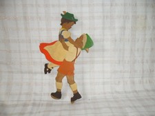 Seltene alte Hellerkunst Bayern Tracht Märchen-Holzbild tanzende Kinder