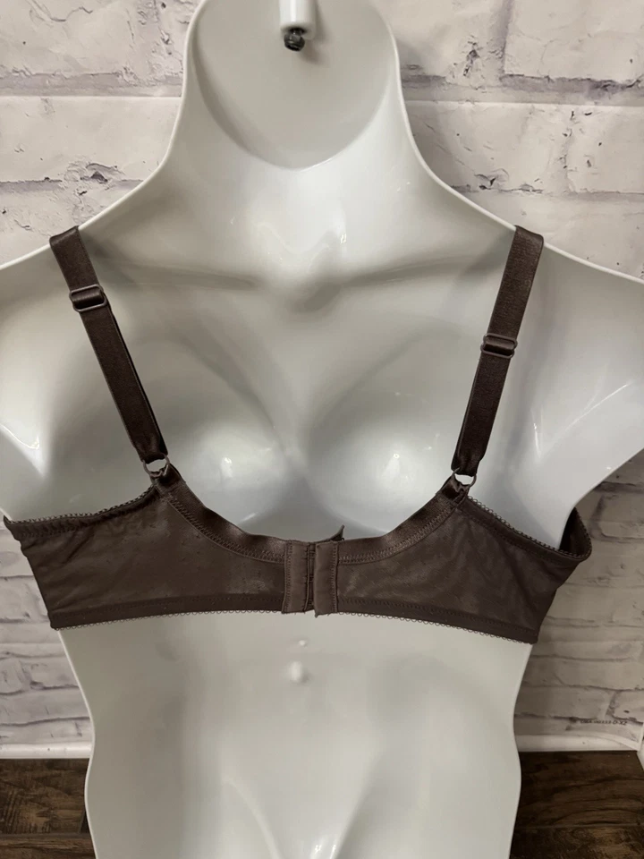 Wacoal Retro Chic Bra 42D Full Figure 855186 Sheer Underwire Taupe Brown Sexy - Image 3 of 4