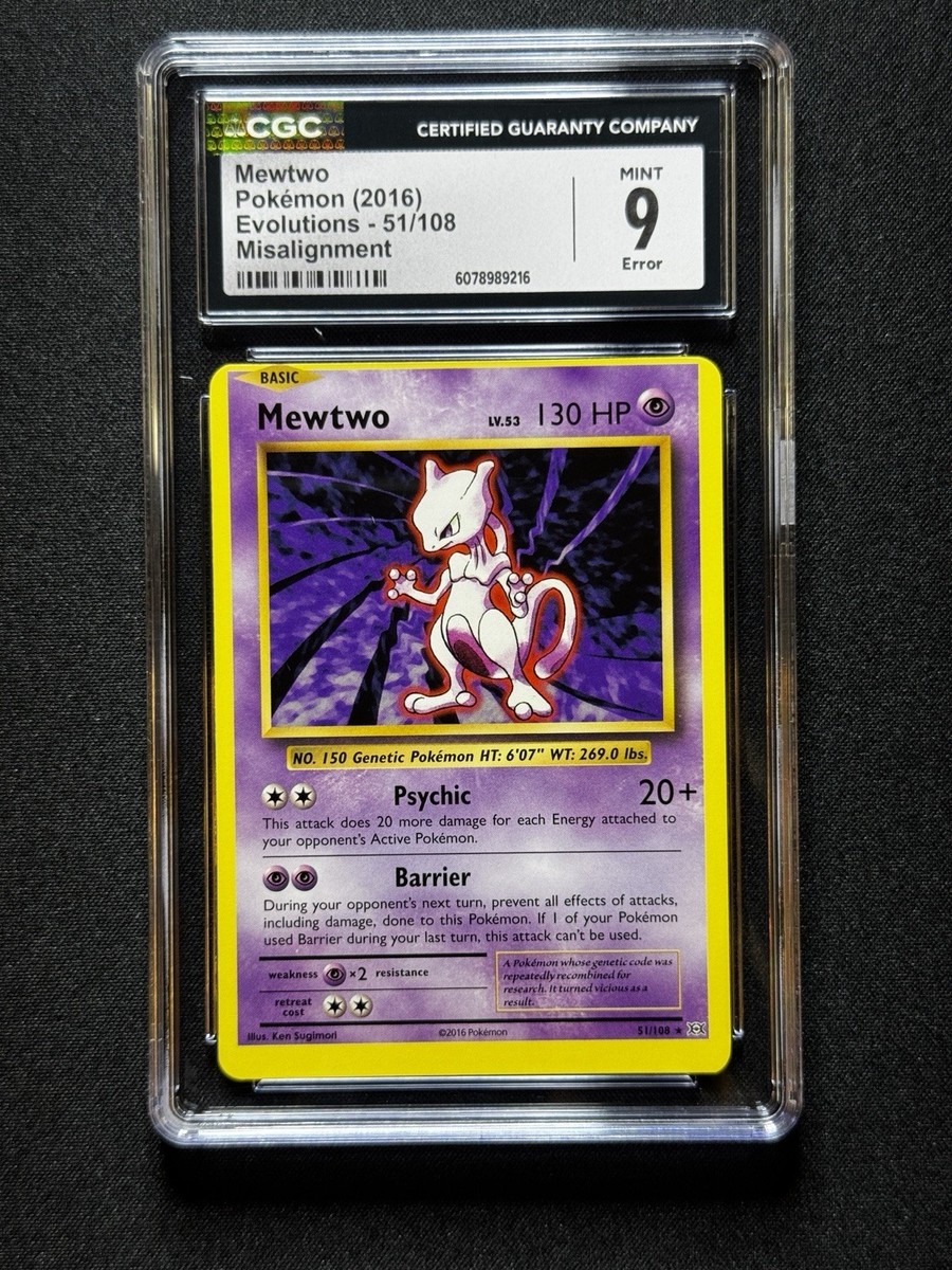 CGC 9 ERROR Pokemon Mewtwo #51 Evolutions Common MISALIGNMENT! | eBay