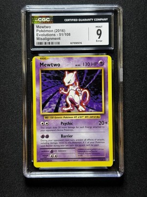 CGC 9 ERROR Pokemon Mewtwo #51 Evolutions Common MISALIGNMENT! | eBay