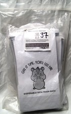 lot of 37 disposable sick barf diaper bags 9.35" x 5" x 3.15" white w/ cartoon