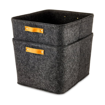 Set 2 Mainstays Dark Gray Felt Decorative Storage Basket, 15x 11.02x 7.87 in