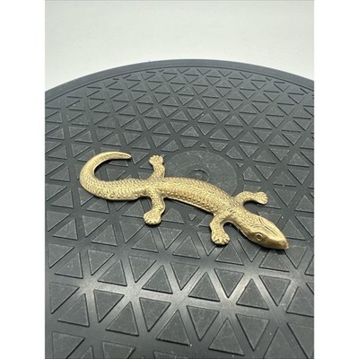 Vintage Solid Brass Alligator Lizard Sculpture Paperweight