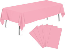 Pink 6 Pack Plastic Table Cloth 54" X 108", Disposable Tablecloths Rectangle Tab