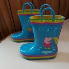 Stivali da pioggia blu Peppa Pig bambina taglia 5-6 scarpe foderate con strappo